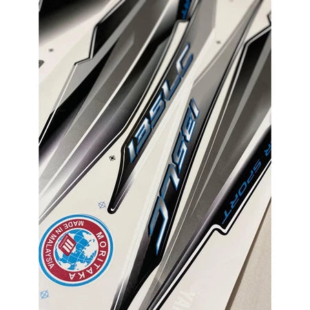 STICKER STRIPE BODY SET / COVERSET LC 135 V1 PUTIH HITAM - SILVER OLD MODEL ORIGINAL YAMAHA