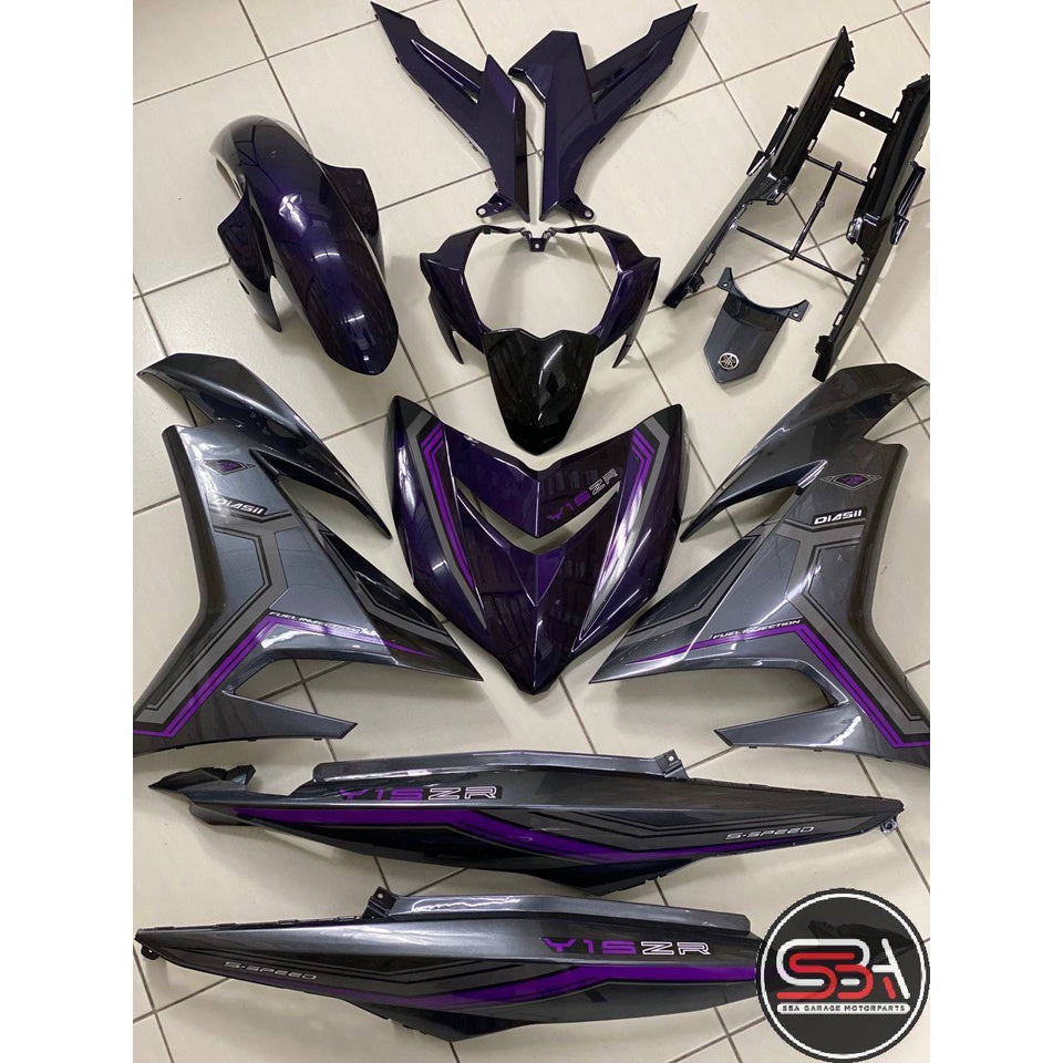 COVERSET Y15ZR V1 V2 SD16 PURPLE GREY PATTERN LINE PREMIUM COVERSET BODYSET Y15ZR Y15 YSUKU VELOZI TANAM