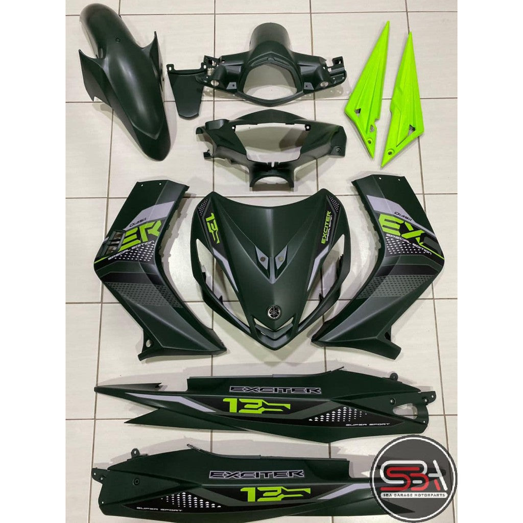 YAMAHA BODYSET LC 135 V1 V2 V3 HIJAU EXCITER 2021 NEW DESIGN SPECIAL EDITION GREEN STRIPE TANAM CLEAR - OEM COVERSET