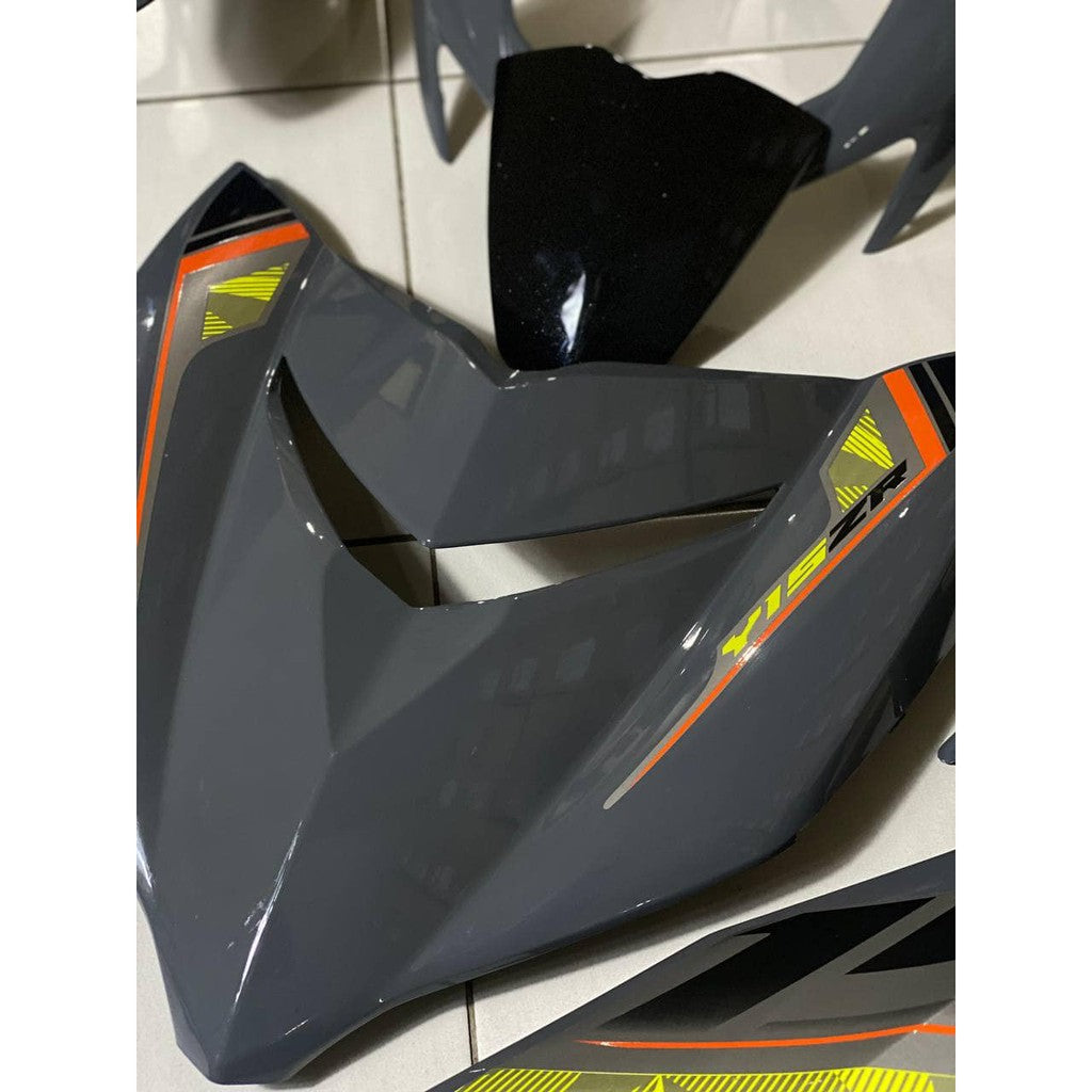 COVER SET Y15ZR V1 V2 DARK GREY FULL STRIPE SILVER ROBOT PREMIUM COVERSET BODYSET Y15ZR Y15 YSUKU NEW ORIGINAL VELOZI