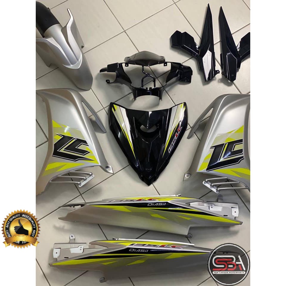 COVERSET BODYSET HONG LEONG YAMAHA ORIGINAL HLY MMATE LC LC135 V4 V5 PUTIH SILVER HITAM LEMON MS1 FREE EMBLEM TIMBUL