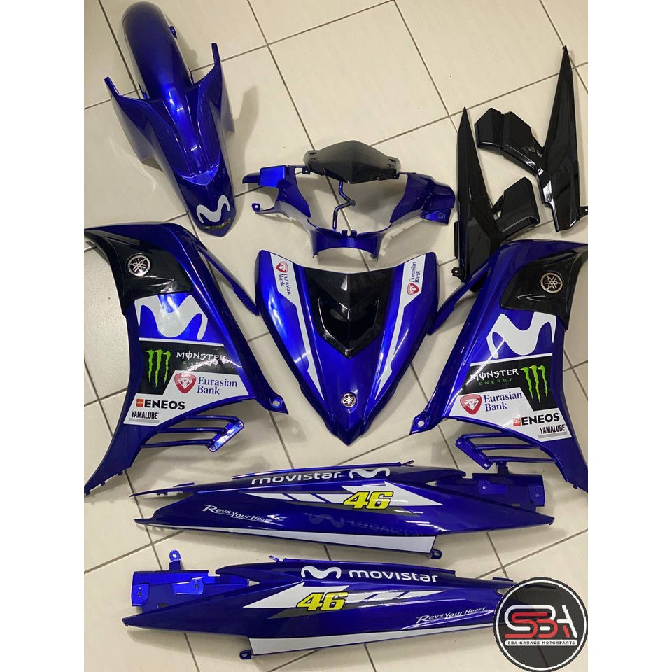 YAMAHA LC LC135 V6 V7 DPBMC BIRU MONSTER MOVISTAR 46 - COVERSET BODYSET SIAP TAMPAL VELOZI WITH COVER METER