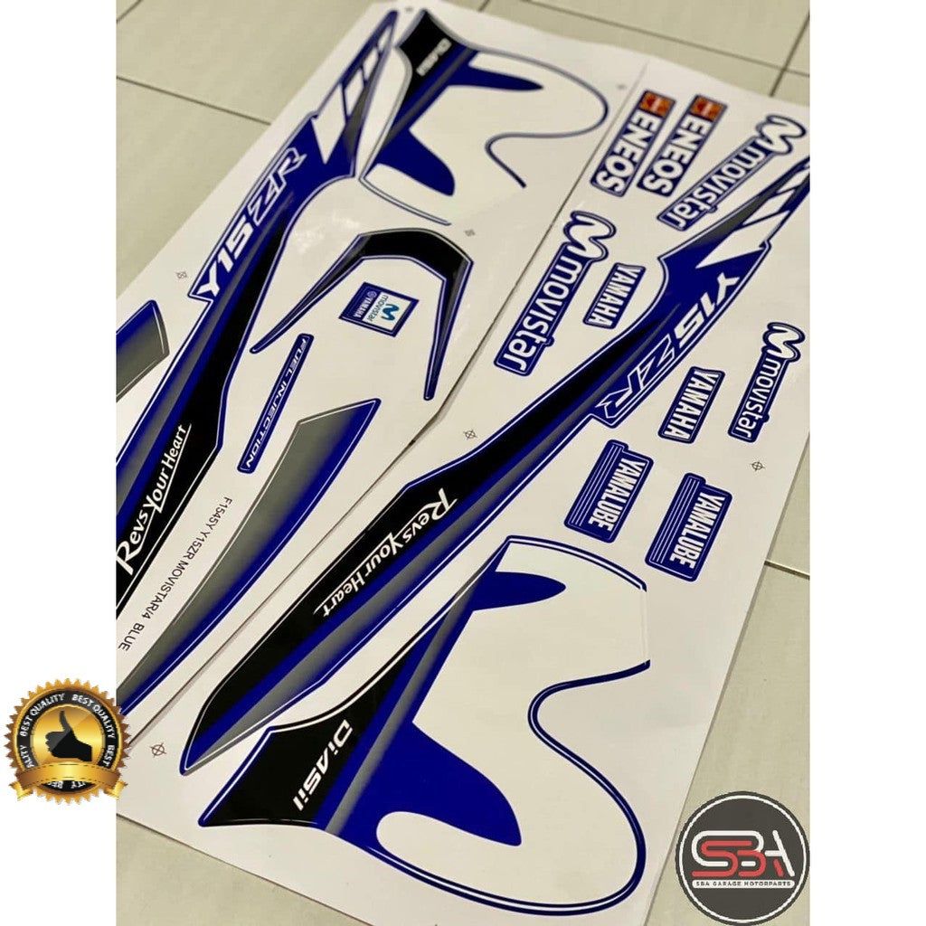 STICKER / STRIPE BODY SET / COVERSET MOVISTAR Y15ZR MORITAKA BIRU BLUE (M) WHITE YAMAHA ORIGINAL