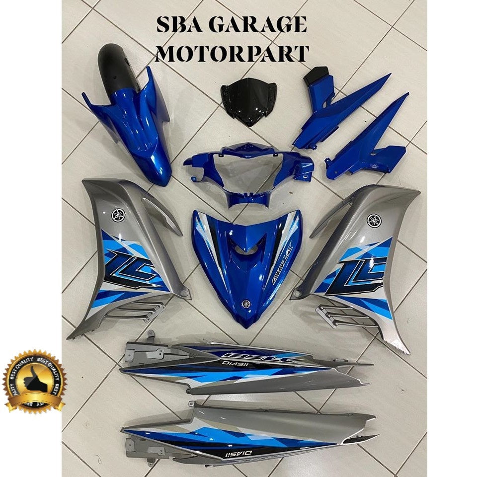 COVERSET BODYSET YAMAHA HLY LC V4 V5 BIRU SILVER S3 ORIGINAL HONG LEONG YAMAHA HLY / MMATE FREE EMBLEM TIMBUL