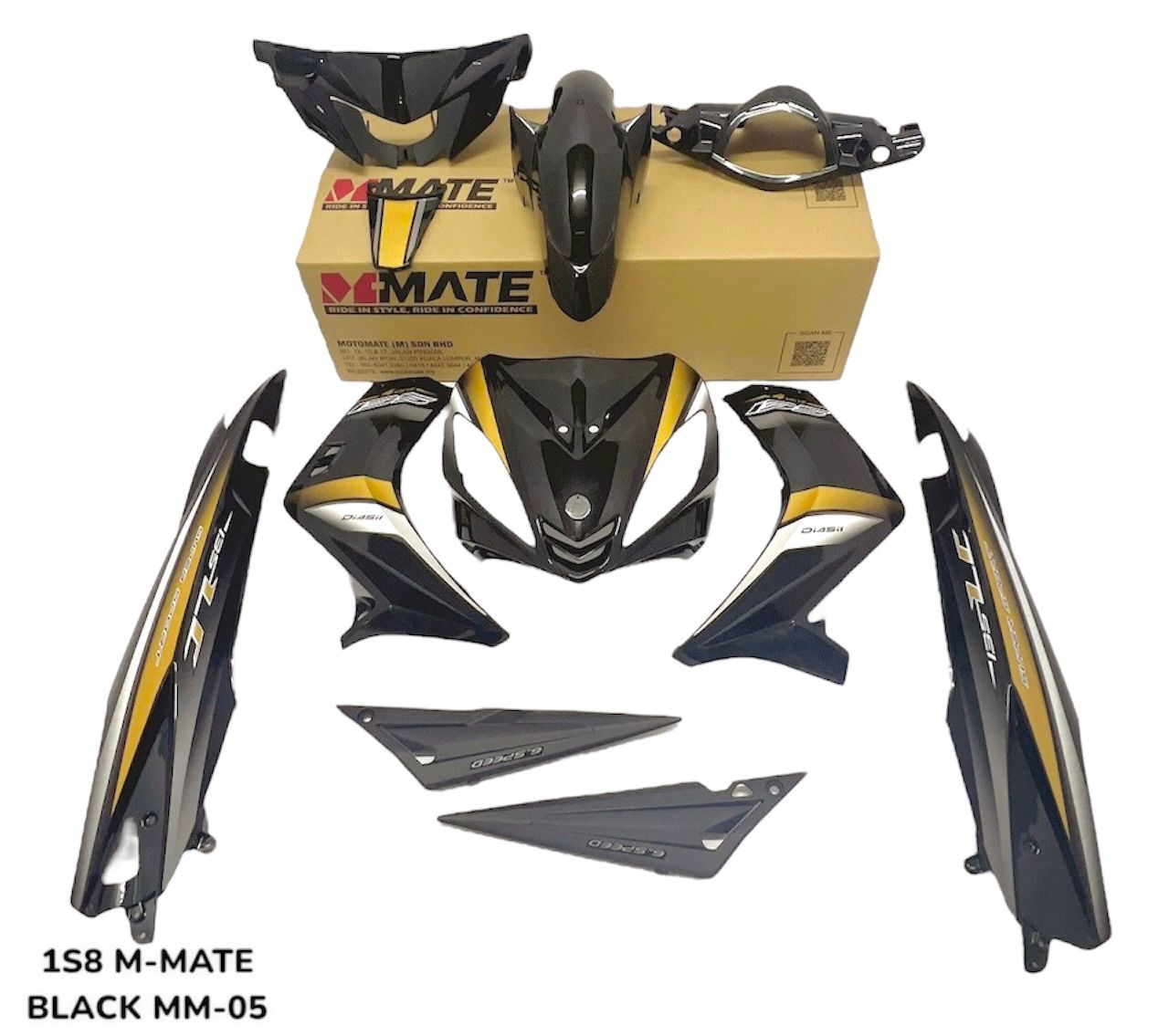 COVERSET BODYSET YAMAHA LC 135 V1 HITAM GOLD ORIGINAL 100% HONG LEONG YAMAHA HLY STRIPE SIAP TAMPAL (FREE EMBLEM)