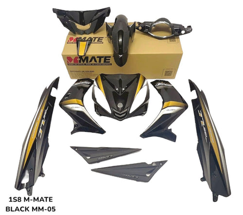 YAMAHA LC 135 V1 BODYSET COVERSET BLACK GOLD 100% ORIGINAL HONG LEONG YAMAHA HLY STRIPE PRE-APPLIED (FREE EMBLEM)