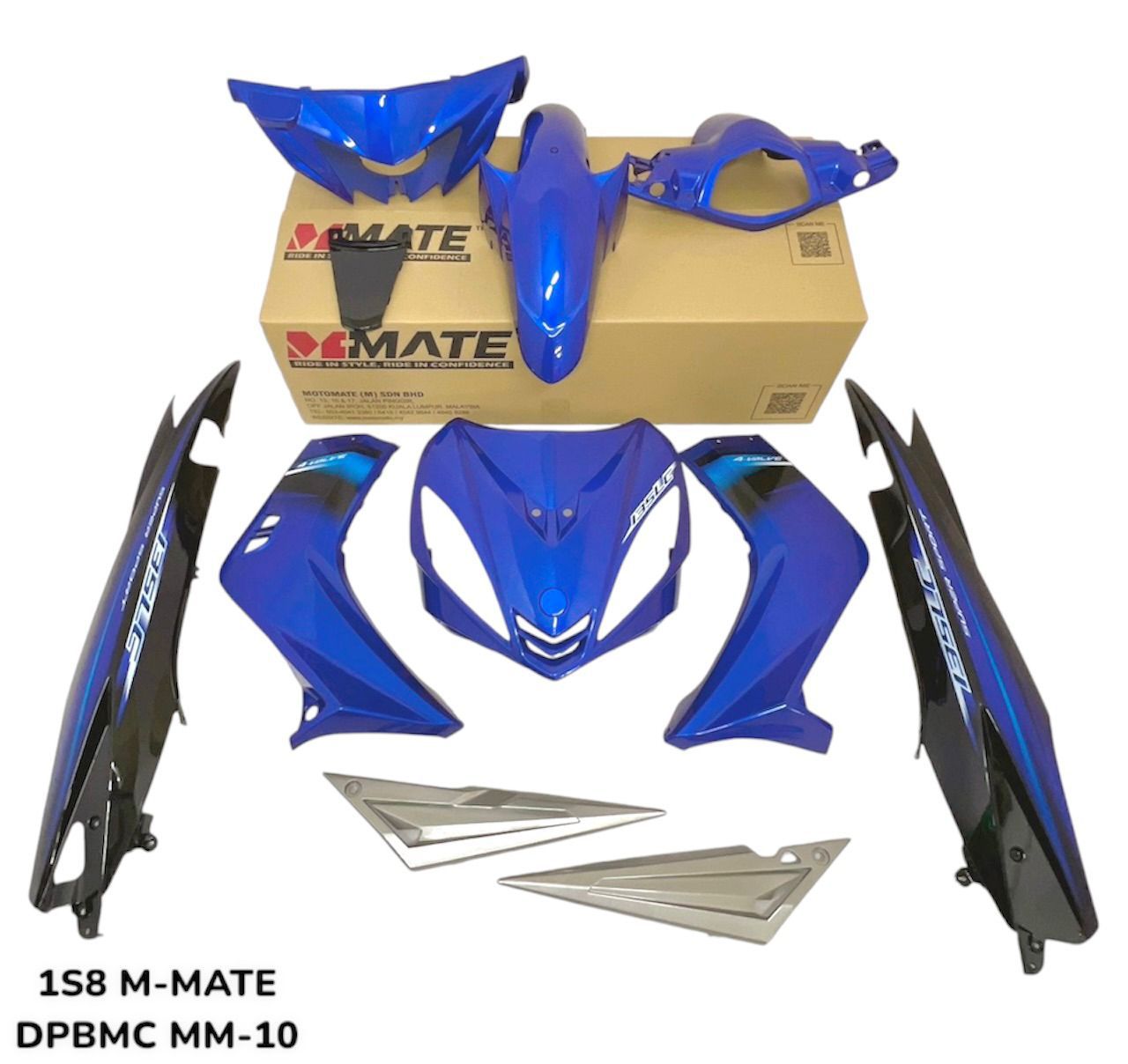 COVERSET BODYSET YAMAHA LC135 V1 BIRU HITAM ORIGINAL HONG LEONG YAMAHA HLY STRIPE SIAP TAMPAL – FREE EMBLEM TIMBUL