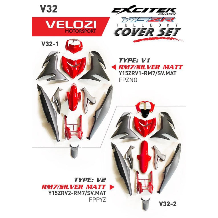 COVERSET KOSONG W/OUT STICKER Y15ZR V1 V2 PELBAGAI WARNA JENAMA VELOZI PREMIUM QUALITY