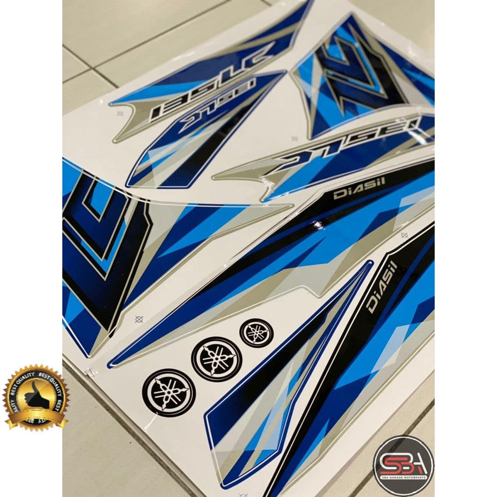 STICKER / STRIPE COVERSET / COVER SET LC V4 V5 BIRU SILVER ORIGINAL COLOUR MORITAKA YAMAHA ORIGINAL