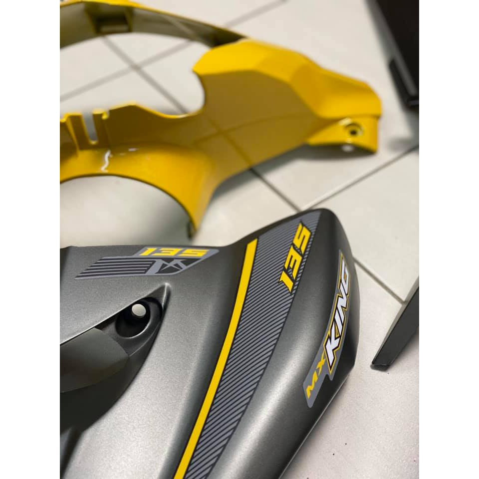 COVERSET BODYSET YAMAHA LC LC135 V4 V5 GREY YELLOW MX KING STRIPE TANAM OEM – FREE EMBLEM TIMBUL