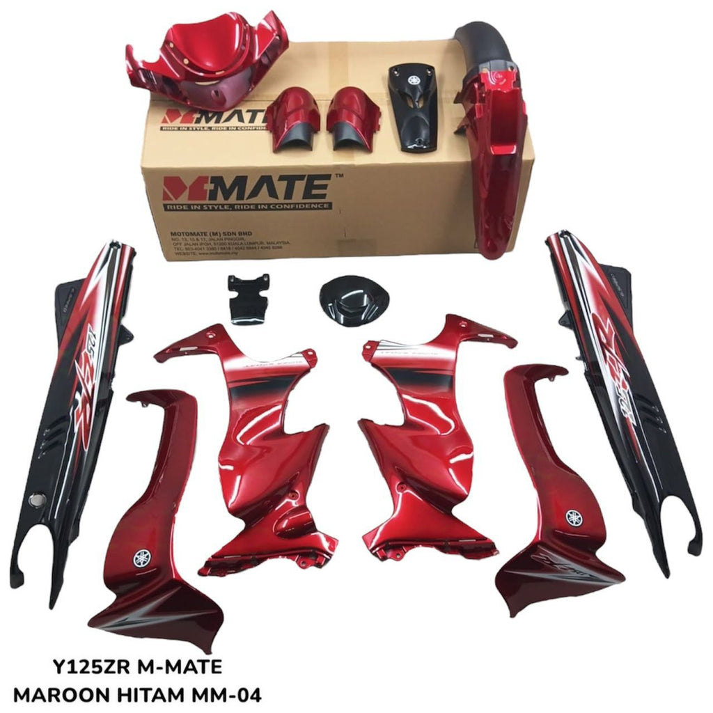 COVERSET ORIGINAL HLY YAMAHA 125ZR 125Z MAROON HITAM DRMK SMX STRIPE STICKER SIAP TAMPAL HONG LEONG YAMAHA