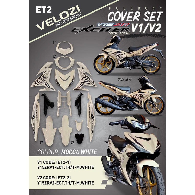 COVER SET Y15ZR V1 V2 MOCHA WHITE EXCITER THAI 2021 COVERSET PREMIUM EDITION BODYSET Y15ZR Y15 YSUKU NEW ORIGINAL VELOZI