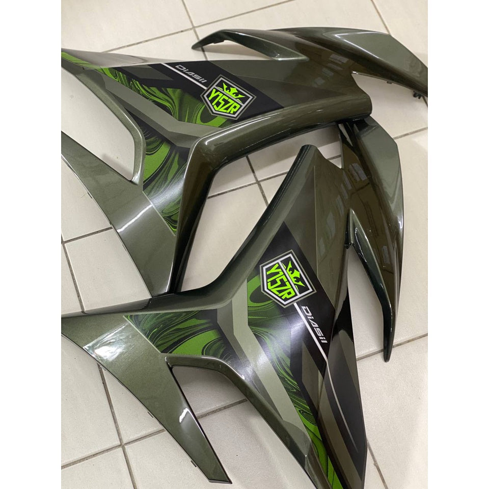 COVERSET Y15ZR V1 V2 DNLGM1 ARMY GREEN ( LUMUT ) TAMPAL KILANG ORI COLOR PREMIUM BODYSET Y15ZR Y15 YSUKU VELOZI WS15