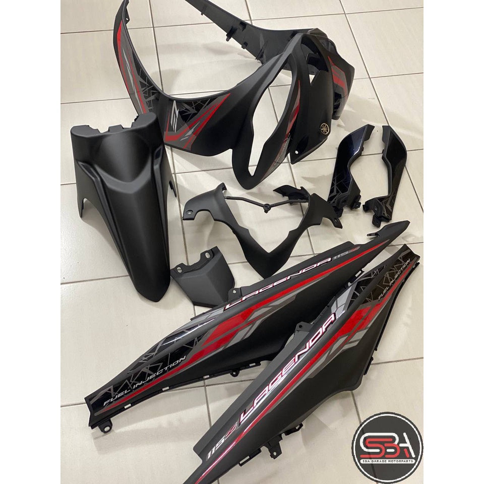 COVERSET BODYSET LAGENDA SRL 115 / 115z Fi FUEL INJECTION RED - HITAM BLACK MATT ORIGINAL HONG LEONG YAMAHA HLY SET