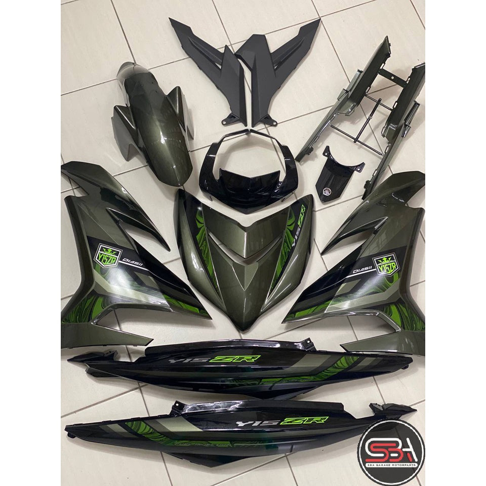 COVERSET Y15ZR V1 V2 DNLGM1 ARMY GREEN ( LUMUT ) TAMPAL KILANG ORI COLOR PREMIUM BODYSET Y15ZR Y15 YSUKU VELOZI WS15