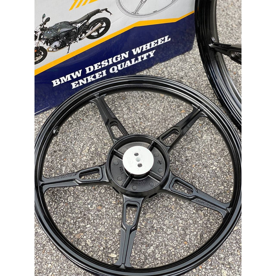 SPORT RIM BMW ENKEI DOCTOR 160 X 160 X 17 HITAM KILAT 5 BATANG ORIGINAL GENIUNE 125ZR 125Z SPORTRIM + BEARING COMPLETE