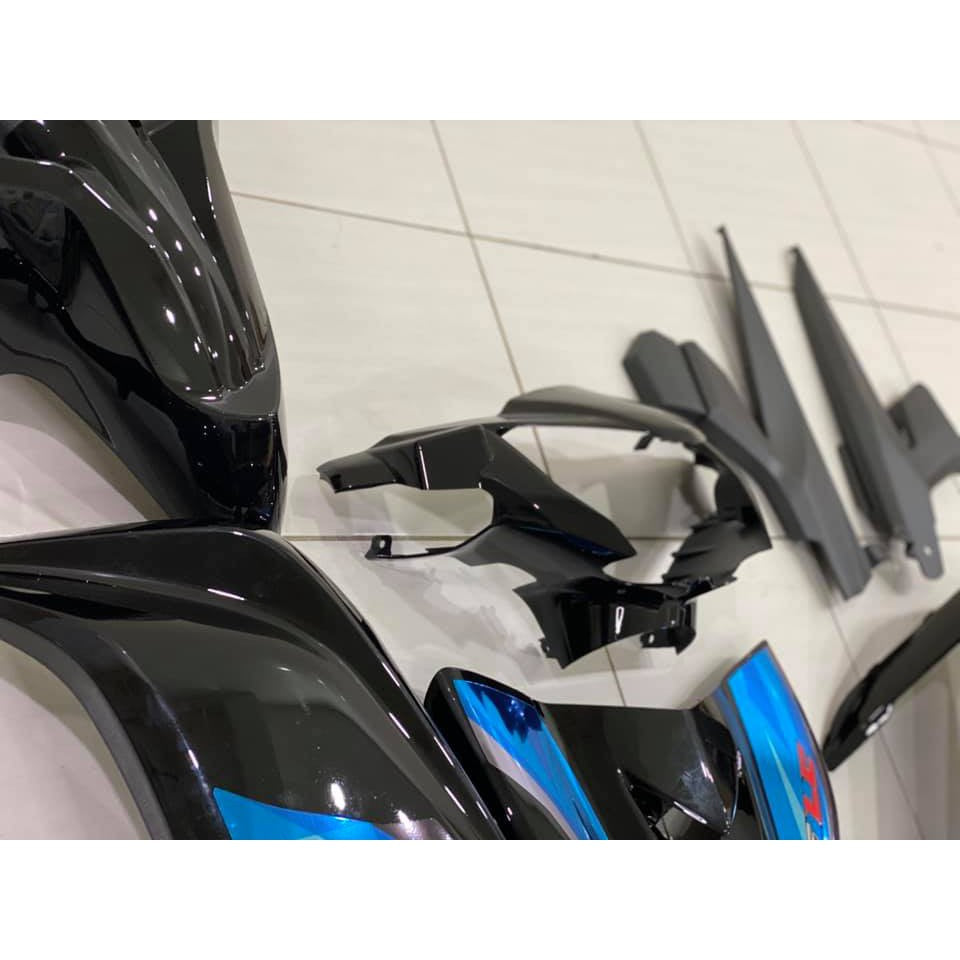 NEW ARRIVAL LC135 V2 / V3 4S SPEED / 5 SPEED HLY HITAM FULL + BIRU CHROME GRED A CLASS STRIPE SIAP TAMPAL