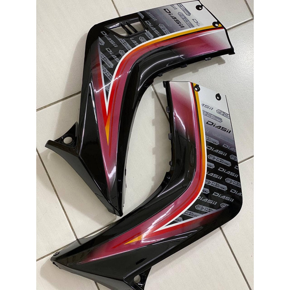 COVERSET LC LC135 V1 THAI DESIGN SPARK BLACK HITAM 2022 YAMAHA OEM ORIGINAL EQUIPMENT STRIPE TANAM CLEAR 2K