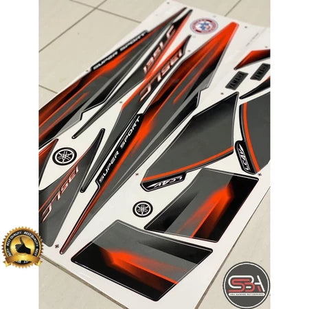STICKER STRIPE BODYSET / COVERSET LC135 V1 MORITAKA HITAM OREN BLACK ORANGE ORIGINAL YAMAHA NO 2