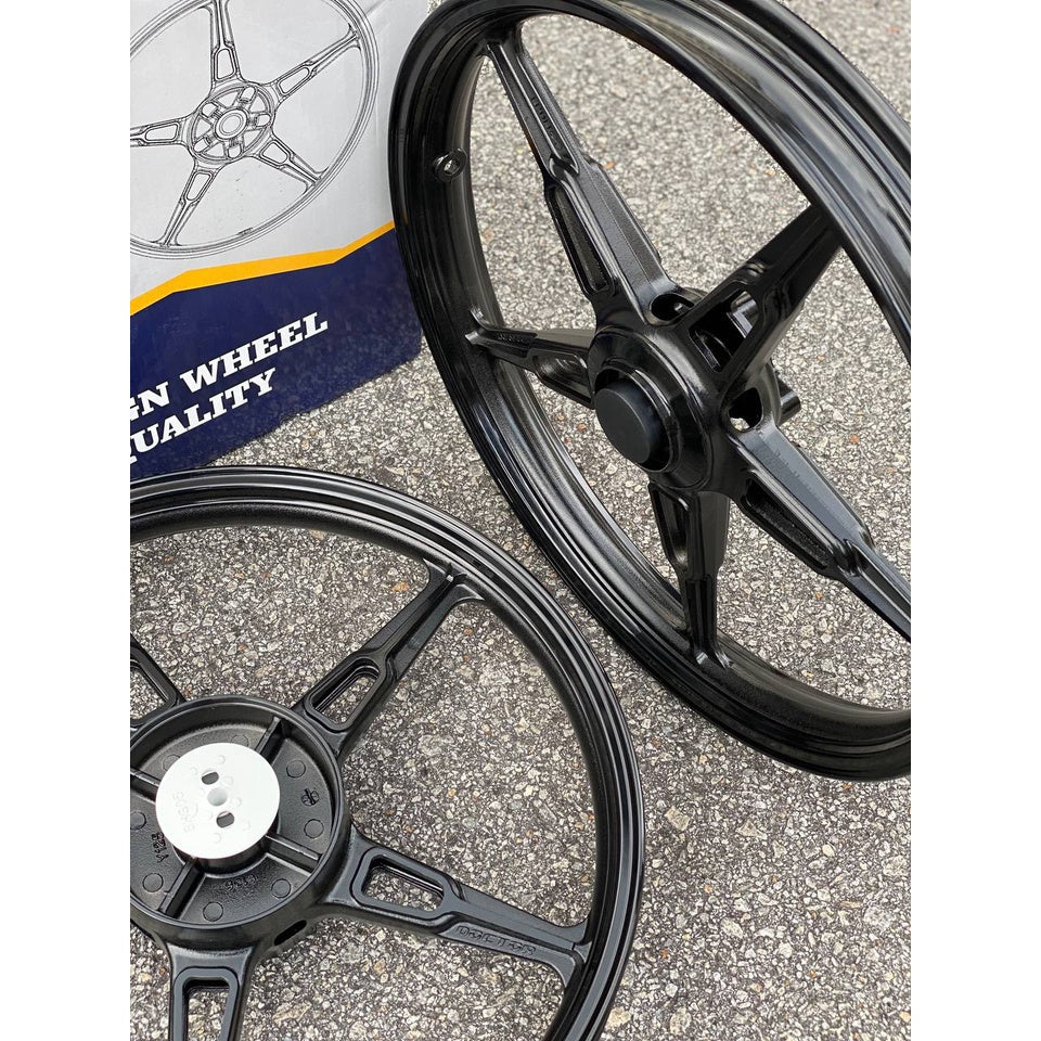 SPORT RIM BMW ENKEI DOCTOR 160 X 160 X 17 HITAM KILAT 5 BATANG ORIGINAL GENIUNE 125ZR 125Z SPORTRIM + BEARING COMPLETE