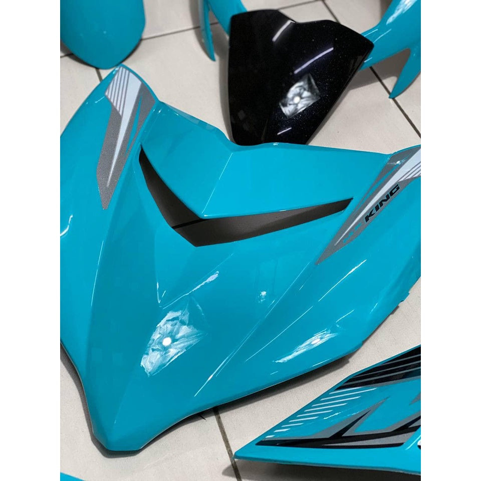 COVER SET Y15ZR V1 V2 MX KING SKY BLUE 2021 SIAP TANAM COVERSET PREMIUM EDITION BODYSET Y15ZR YSUKU NEW ORIGINAL VELOZI