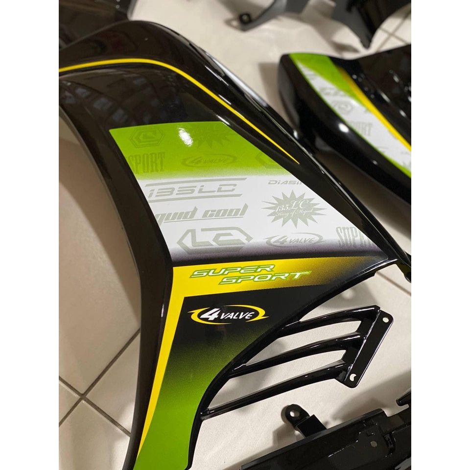 COVERSET HONG LEONG YAMAHA HLY VELOZI M SEKI LC LC135 V2 V3 V4 V5 V6 V7 HITAM PURBA HIJAU STRIPE SIAP TAMPAL
