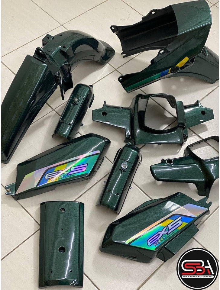 COVERSET BODYSET EX5 DREAM HONDA COVER SET CHROME / CARBON ARMY GREEN HIJAU COMPLETE M SEKI MADE IN MALAYSIA