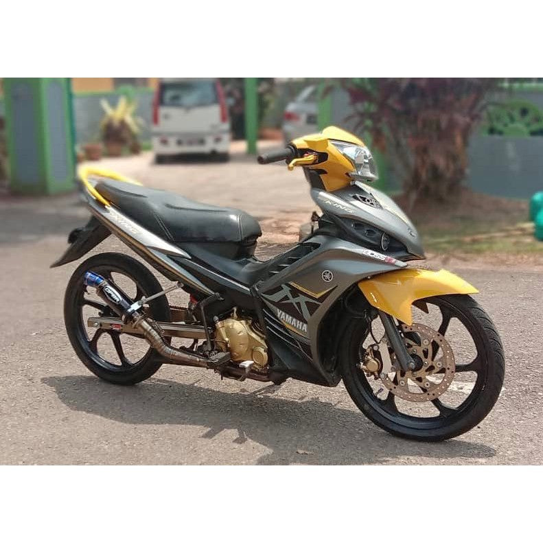 COVERSET BODYSET YAMAHA LC LC135 V4 V5 GREY YELLOW MX KING STRIPE TANAM OEM – FREE EMBLEM TIMBUL