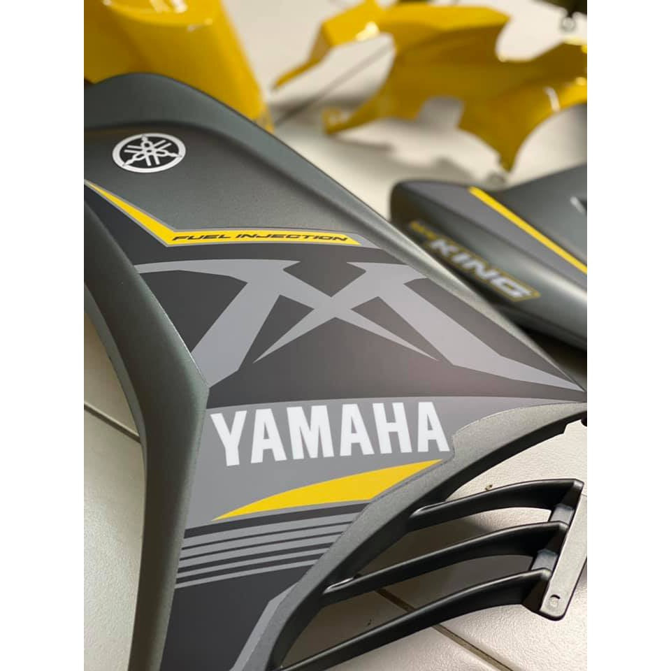 COVERSET BODYSET YAMAHA LC LC135 V4 V5 GREY YELLOW MX KING STRIPE TANAM OEM – FREE EMBLEM TIMBUL