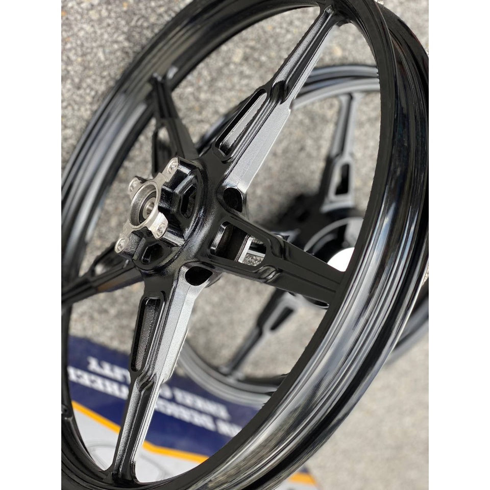SPORT RIM BMW ENKEI DOCTOR 160 X 160 X 17 HITAM KILAT 5 BATANG ORIGINAL GENIUNE 125ZR 125Z SPORTRIM + BEARING COMPLETE