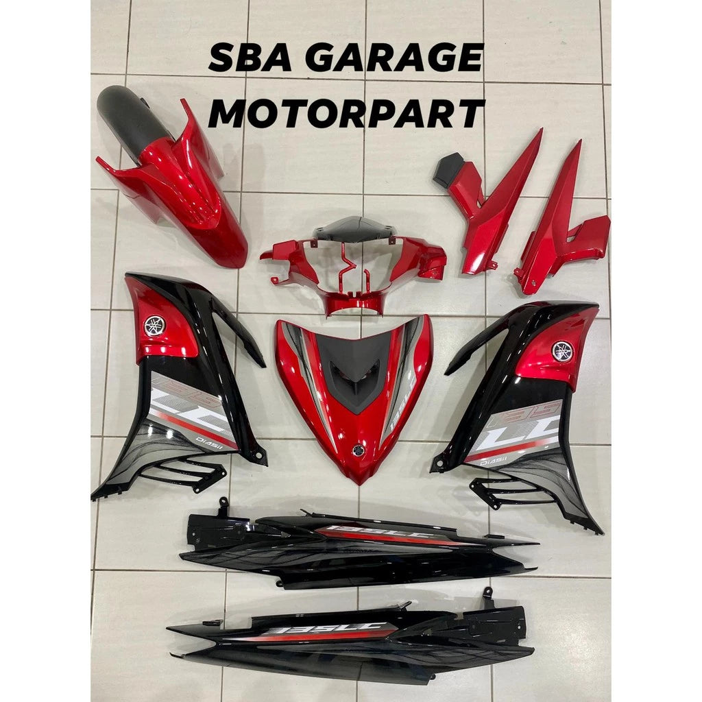 COVERSET BODYSET HLY LC135 V6 SPECIAL EDITION BIRU / MERAH SE COLOUR - ORIGINAL HONG LEONG YAMAHA - STRIPE SIAP TAMPAL