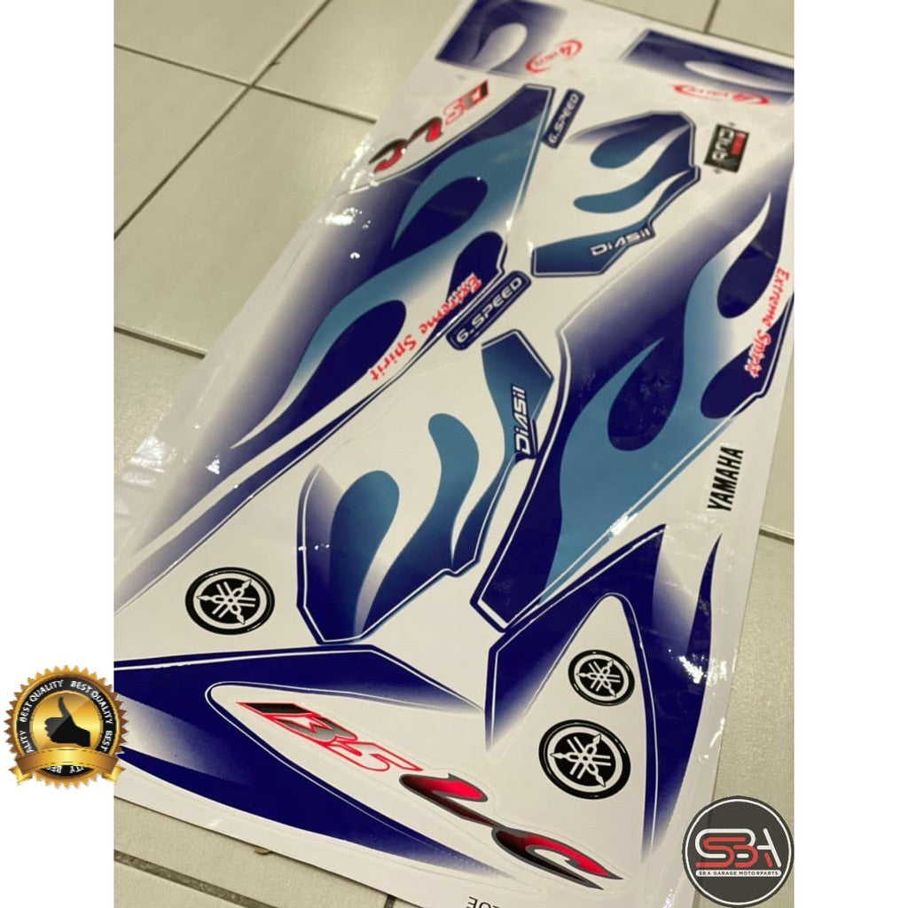 STICKER STRIPE BODY SET / COVERSET LC LC135 V1 MORITAKA SET API BIRU YAMAHA ORIGINAL