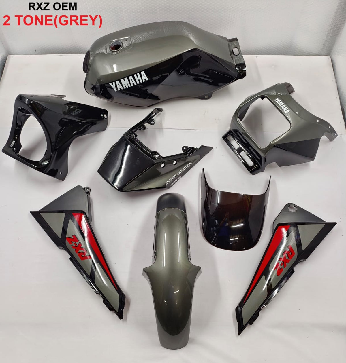 COVERSET BODYSET RXZ 2 TONE GREY SIAP TANAM SEPERTI GAMBAR ( TERMASUK TANK )