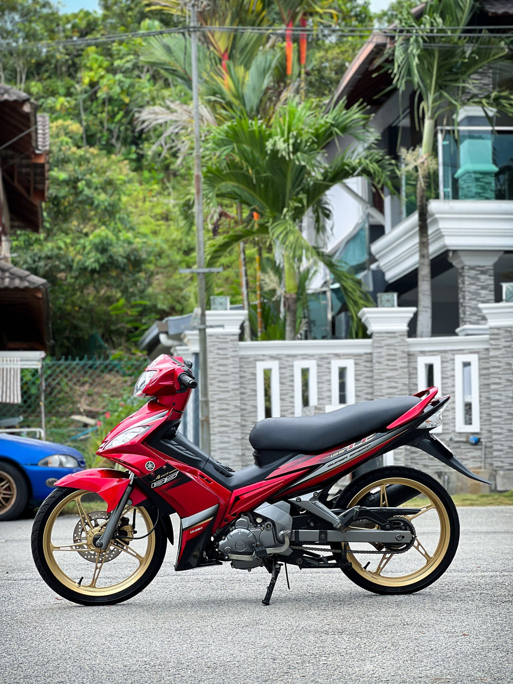 COVERSET BODYSET LC LC135 V1 MERAH MAROON DRMK GOLD ORIGINAL 100% HONG LEONG YAMAHA HLY / M MATE STRIPE SIAP TAMPAL