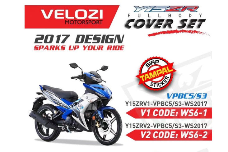 COVER SET Y15 Y15ZR V1 V2 BIRU SILVER VPBC5 S3 2017 COVERSET BODYSET Y15ZR Y15 YSUKU VELOZI SIAP TAMPAL WS6