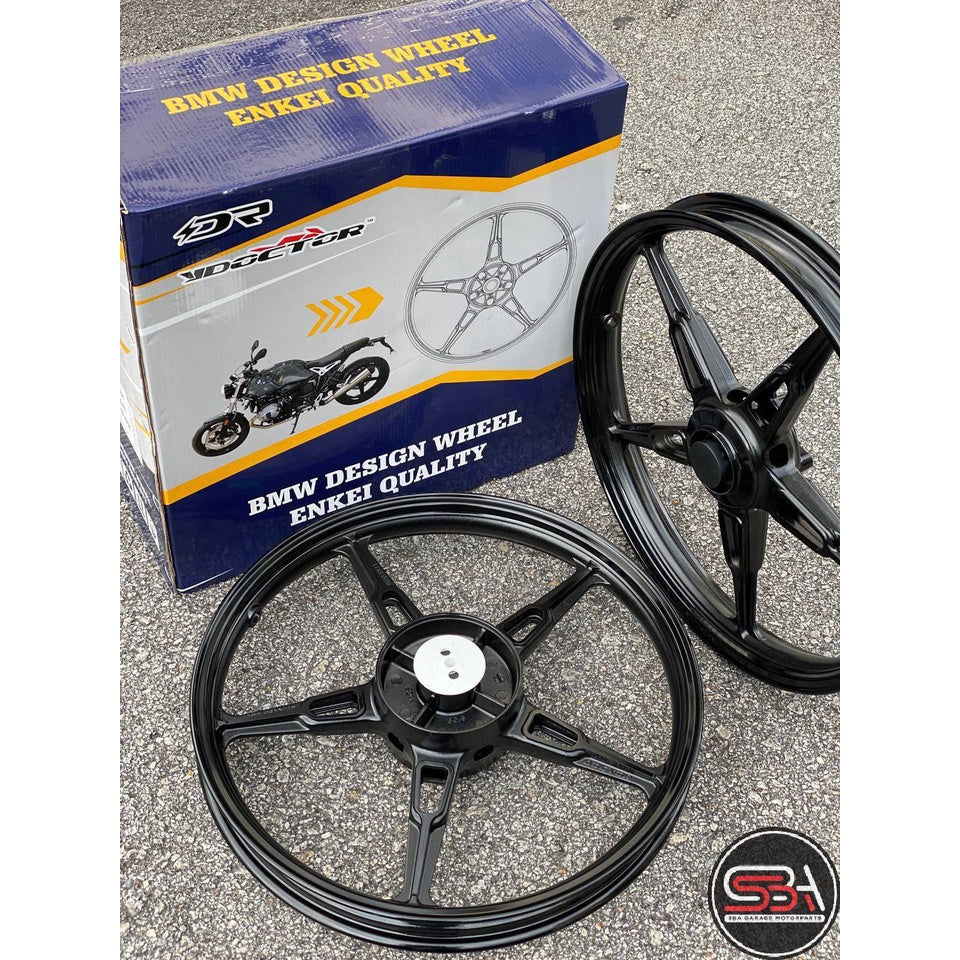 SPORT RIM BMW ENKEI DOCTOR 160 X 160 X 17 HITAM KILAT 5 BATANG ORIGINAL GENIUNE 125ZR 125Z SPORTRIM + BEARING COMPLETE