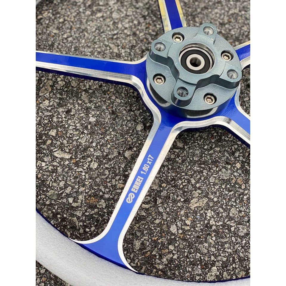 SPORT RIM ORIGINAL 505 ENKEI GENUINE OPEN HUB 160 X 160 X 17 BLUE BIRU 5 BATANG Y125ZR 125ZR 125Z SPORTRIM + BEARING