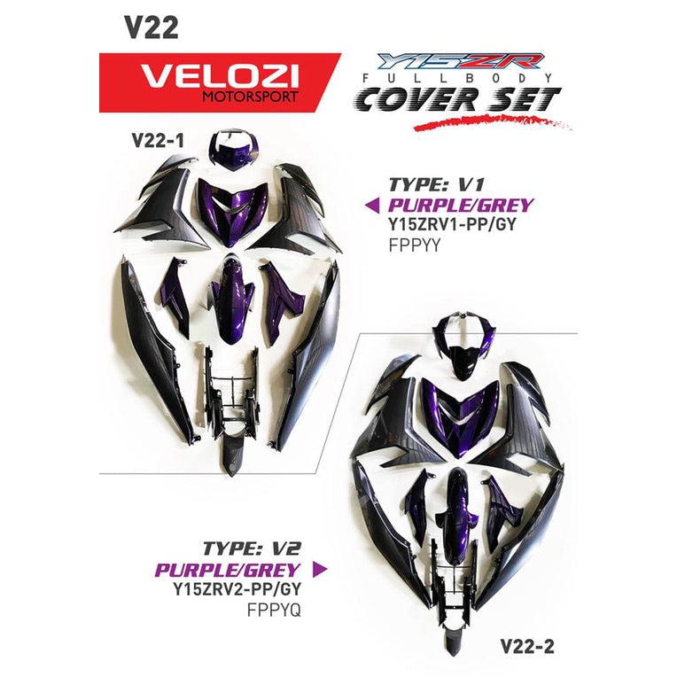COVERSET KOSONG W/OUT STICKER Y15ZR V1 V2 PELBAGAI WARNA JENAMA VELOZI PREMIUM QUALITY