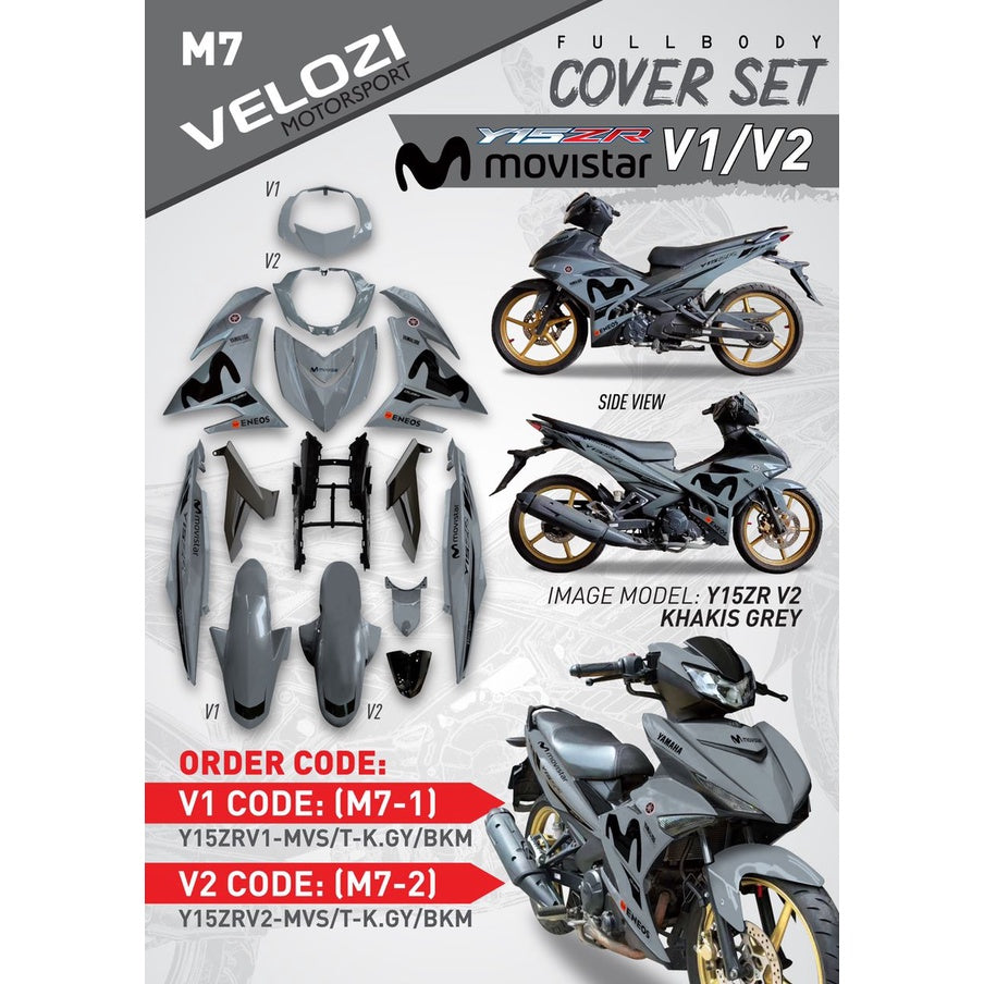 COVER SET MOVISTAR M HITAM KHAKIS GREY TANAM COVERSET PREMIUM EDITION BODYSET Y15ZR Y15 YSUKU V1 V2 NEW ORIGINAL VELOZI
