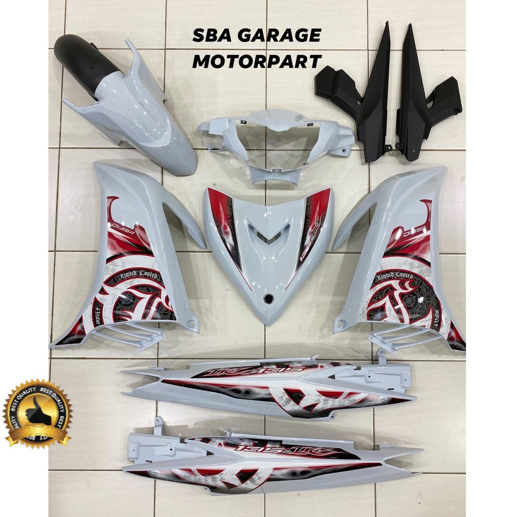 COVERSET HONG LEONG YAMAHA HLY VELOZI LC LC135 V2 V3 V4 V6 PUTIH BATIK MERAH SMOKE STRIPE SIAP TAMPAL FREE EMBLEM