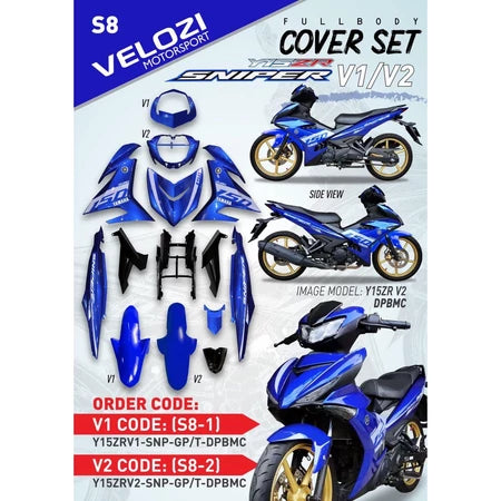 COVER SET Y15ZR SNIPER BLUE BIRU GP DPBMC COVERSET PREMIUM EDITION BODYSET Y15 YSUKU V1 V2 ORIGINAL VELOZI S8