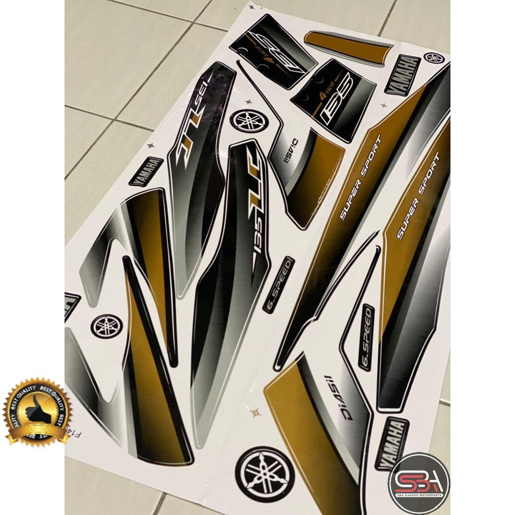STICKER BODY SET / COVER SET LC 135 V1 MORITAKA GOLD BLACK BROWN HITAM COKLAT YAMAHA ORIGINAL NO 4