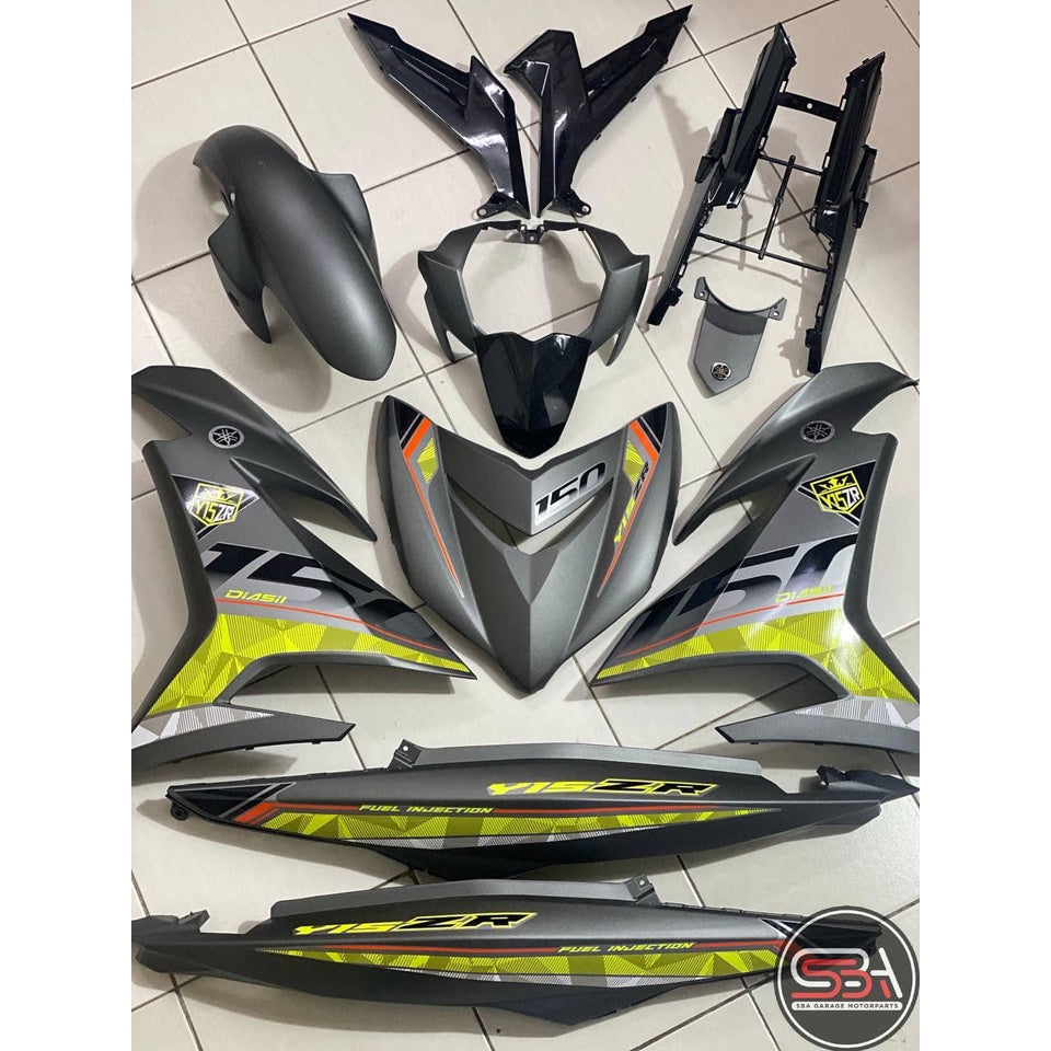 COVERSET Y15 Y15ZR V1 V2 GREY MATT 2019 STRIPE SIAP TAMPAL BODYSET YSUKU ORIGINAL HLY VELOZI / M SEKI WS5