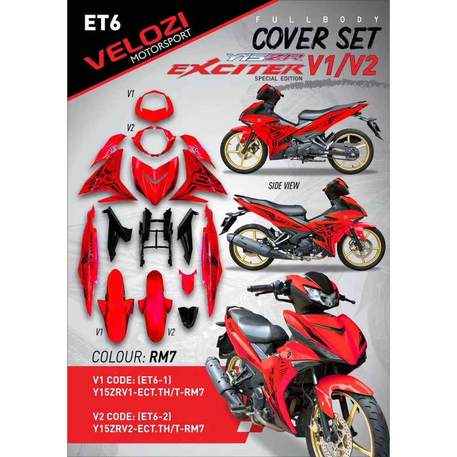COVER SET Y15ZR V1 V2 EXCITER THAI 2021 RM7 MERAH TANAM PREMIUM EDITION BODYSET Y15ZR Y15 YSUKU NEW ORIGINAL VELOZI