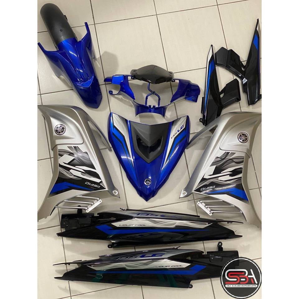 STICKER COVERSET LC 135 V6 V7 YAMAHA METALIC BIRU SILVER BLUE MORITAKA NO 19