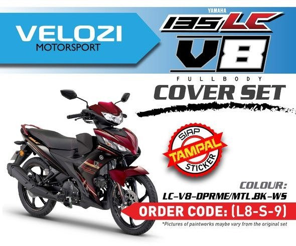 COVERSET LC135 LC V8 STANDARD DESIGN 2025 RED TITAN LE L8-S-9 FUEL INJECTION FI YAMAHA SIAP TANAM DOCTOR / VELOZI / HLY