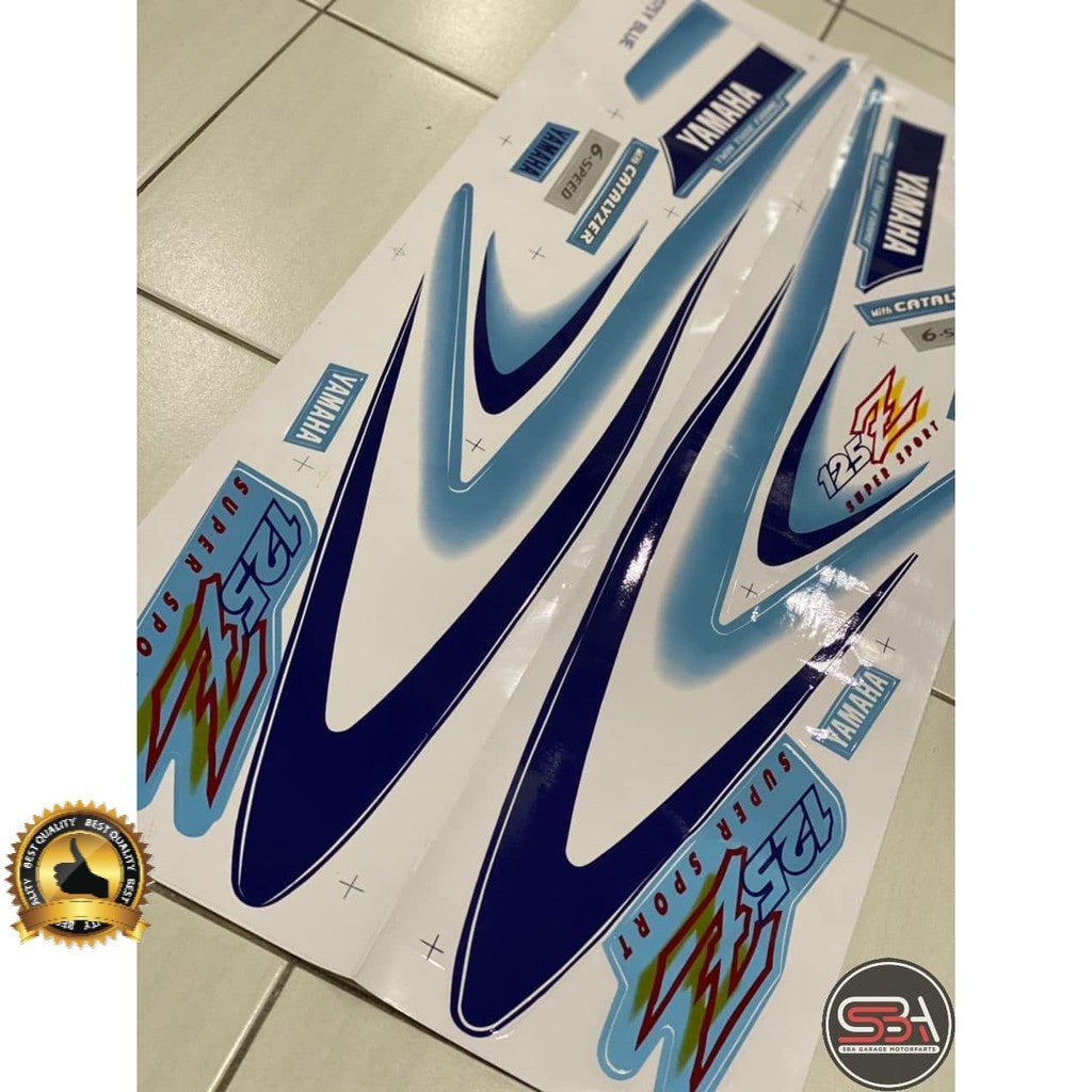 STICKER STRIPE BODY SET / COVERSET 125Z MORITAKA BIRU LAUT SABIT ORIGINAL YAMAHA HLY