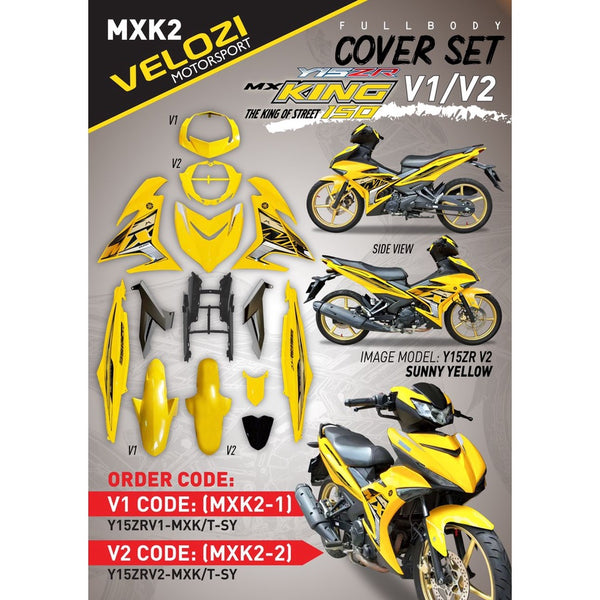COVER SET Y15ZR V1 V2 MX KING SUNNY YELLOW TANAM COVERSET PREMIUM EDITION BODYSET Y15ZR YSUKU NEW ORIGINAL VELOZI