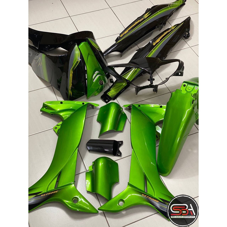COVERSET YAMAHA LAGENDA SRL 110Z GREEN BLACK HIJAU MADE IN MALAYSIA SIAP TAMPAL STICKER M SEKI VERSION