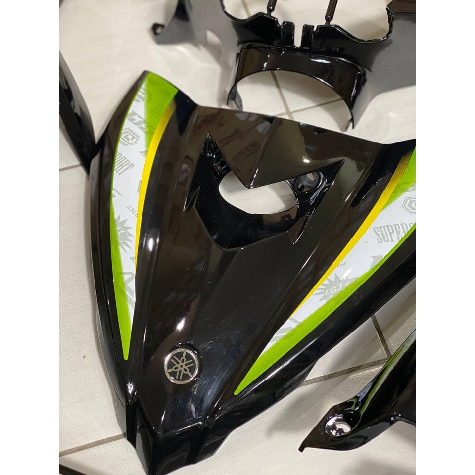 COVERSET HONG LEONG YAMAHA HLY VELOZI M SEKI LC LC135 V2 V3 V4 V5 V6 V7 HITAM PURBA HIJAU STRIPE SIAP TAMPAL